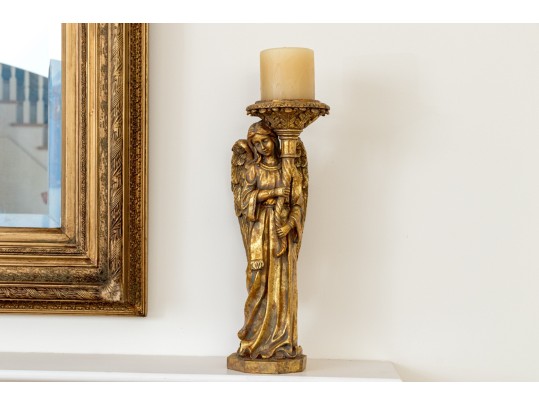 Decorative Pair Of Gilt Angel Form Candle Holders