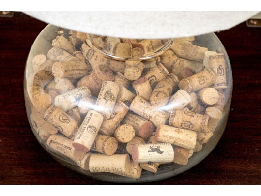 Pair Of Glass Bottle Table Lamps Filled With Wine Corks