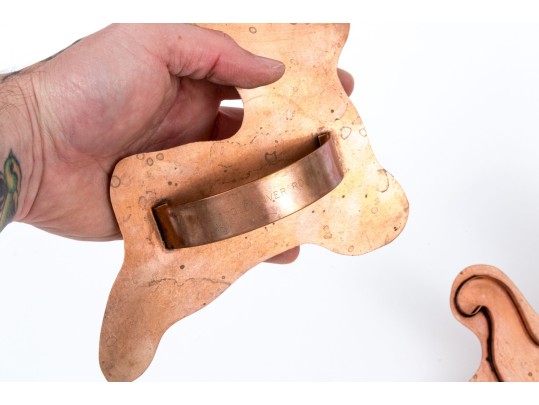 Group Of Five Vintage Copper Cookie Mouldes