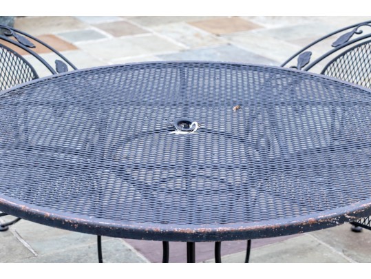 Wrought Iron Round Table With Pair Of Chairs