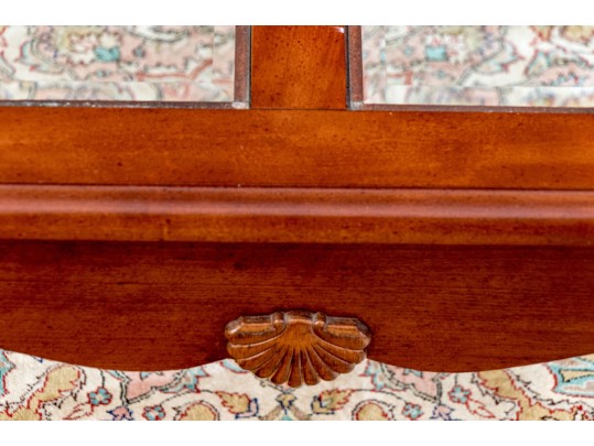 Cherry Stained Cocktail Table With Beveled Glass Panels