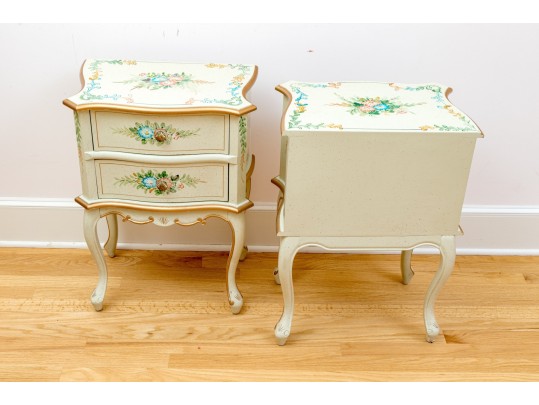 Pair Of Charming Louis XV Style Painted End Tables