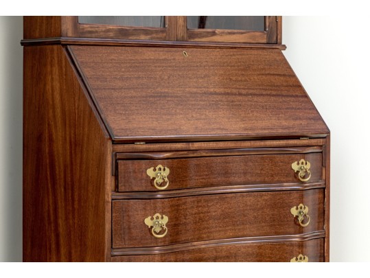 Chippendale Style Serpentine Front Mahogany Secretary Bookcase