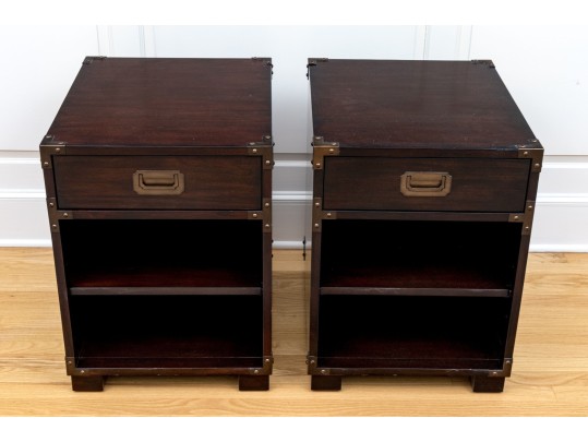 Pair Of Quality Campaign Style End Tables