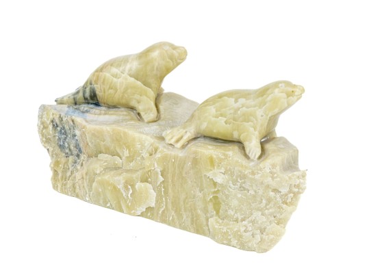 Nathaniel Thomas Noel (Canadian, B. 1958) Signed Carved Soapstone Seal Sculpture, 1972