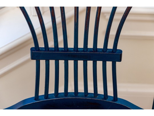 Set Of Six Blue French Country Dining Chairs