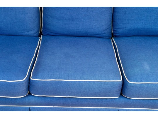 Blue Upholstered Three Seater Sofa
