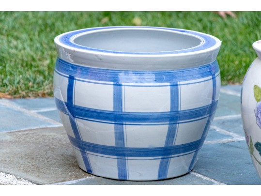 Two Decorative Ceramic Jardinieres Including Famille Rose