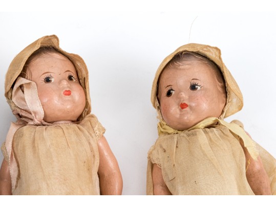 Group Of Six Antique Hand-painted Baby Dolls