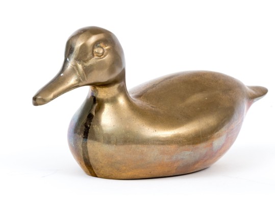Vintage Pair Of Solid Brass Duck Decoy Models