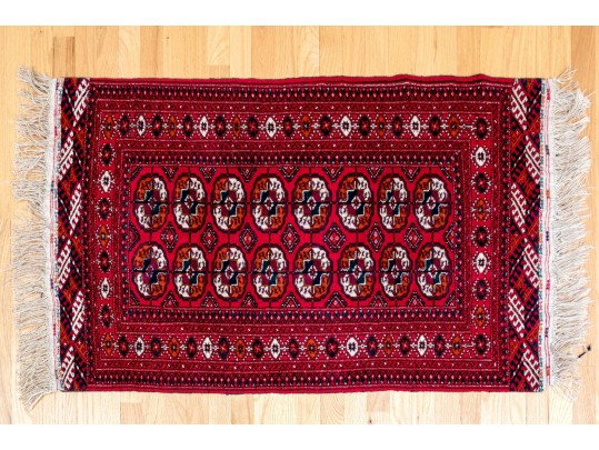 Hand-knotted Wool Bokhara Accent Carpet, 4’-2 1/2” X 2’-9 1/4”