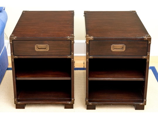 Pair Of Quality Campaign Style End Tables