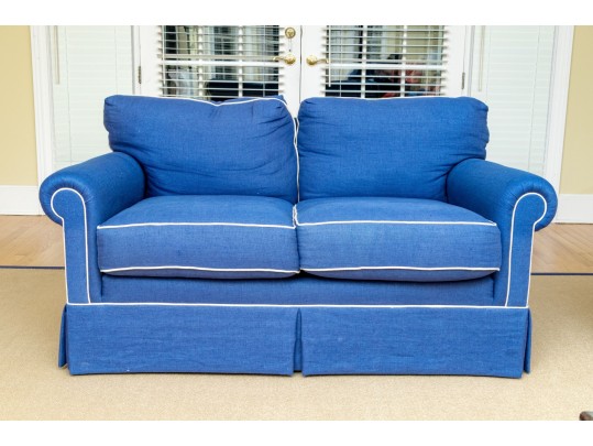 Blue Upholstered Loveseat Sofa