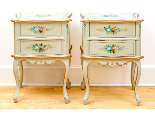 Pair Of Charming Louis XV Style Painted End Tables