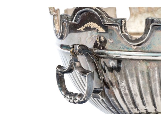 English Silver Plated Monteith Bowl With Twin Handles