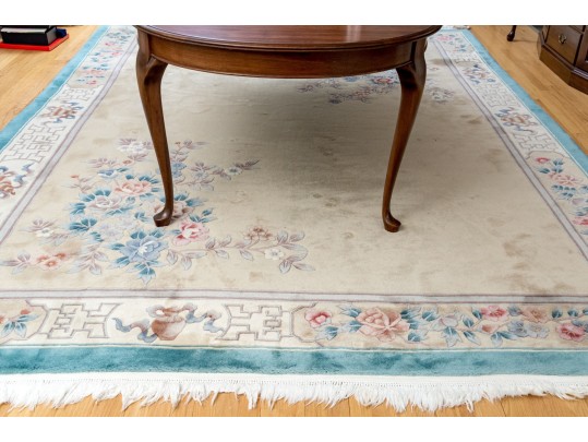 Vintage Chinese Sculpted Wool Carpet, 12’ X 9’