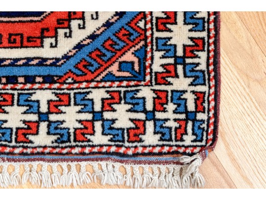 Sumer Hali Hand-Knotted Wool Bokhara Style Accent Carpet, 4’-3 1/2”