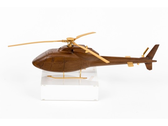 High Quality Wood And Metal Model Of A Helicopter On Lucite Base