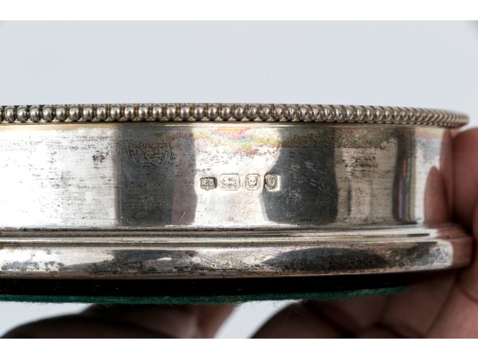 English Sterling Mounted Wine Bottle Coaster