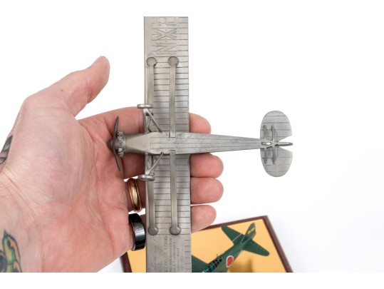 Three Model Airplanes, Two In Wood And Lucite Display Cases