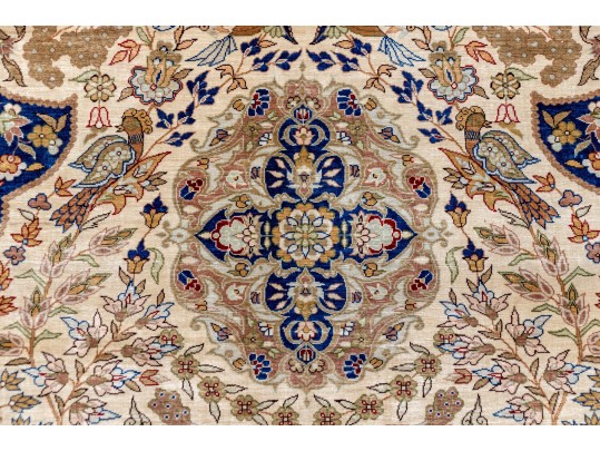 Fine Turkish Hereke Hand-Knotted Silk Accent Carpet, 4’-8 1/2” X 3’-3 1/4”