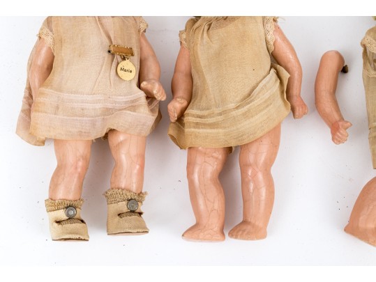 Group Of Six Antique Hand-painted Baby Dolls