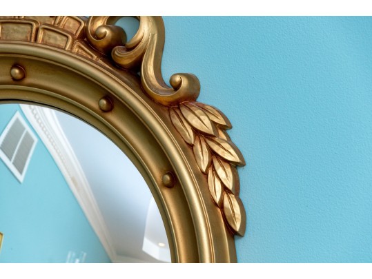 Federal Style Gilt Syroco Wood Convex Mirror With Eagle Finial, 20th C.