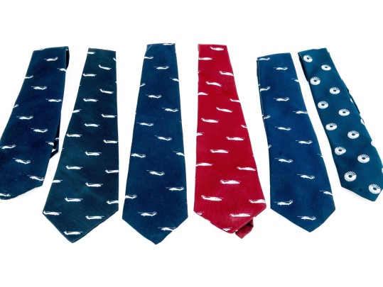 Collection Of Six Vintage Mens Ties, With Helicopter Motif