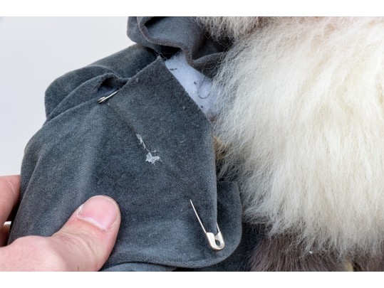 Festive Snowman And Wooden Figure Of Santa