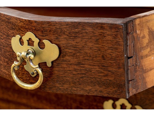 Chippendale Style Serpentine Front Mahogany Secretary Bookcase