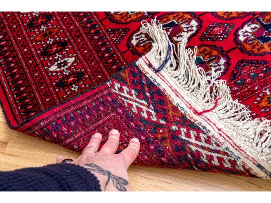 Hand-knotted Wool Bokhara Accent Carpet, 4’-2 1/2” X 2’-9 1/4”