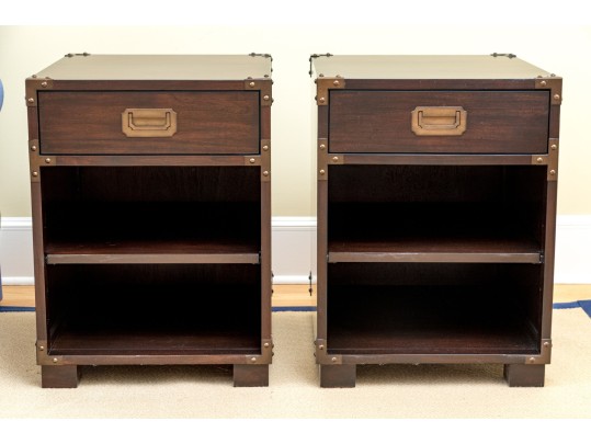 Pair Of Quality Campaign Style End Tables