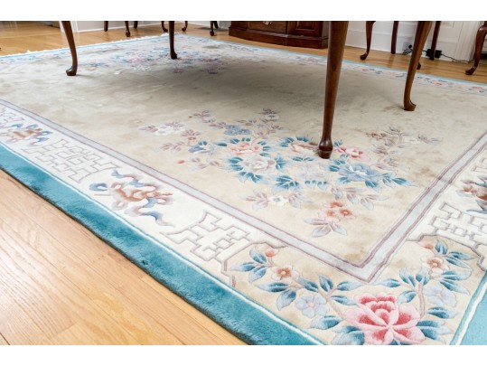Vintage Chinese Sculpted Wool Carpet, 12’ X 9’