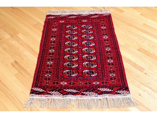 Hand-knotted Wool Bokhara Accent Carpet, 4’-2 1/2” X 2’-9 1/4”