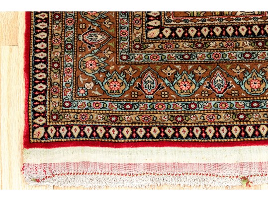 Fine Hand-Knotted Silk Qum Accent Carpet, 6’-11 1/4” X 4’-7”