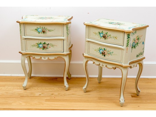 Pair Of Charming Louis XV Style Painted End Tables