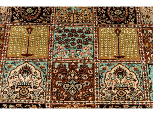 Fine Hand-Knotted Silk Qum Accent Carpet, 6’-11 1/4” X 4’-7”
