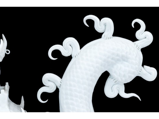 Fabulously Decorative Asian Bisque Pottery Model Of Dragon Boat