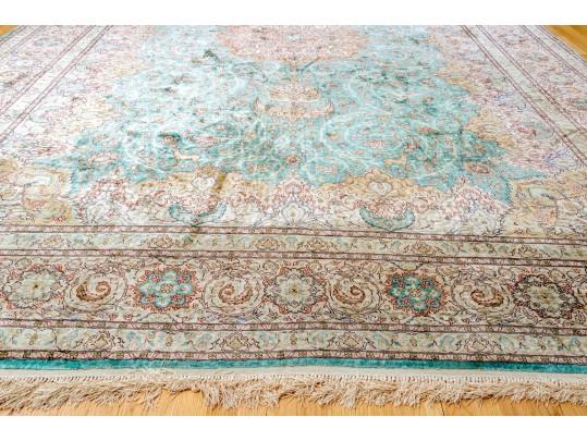 Stunning Hand-Knotted Silk Carpet, 14’-5” X 10’-1/2”