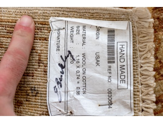 Vintage Turkish Usak Hand-knotted Wool On Cotton Accent Carpet, 3’-9 1/2” X 2’-5 3/4”