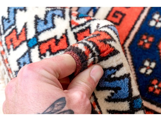 Sumer Hali Hand-Knotted Wool Bokhara Style Accent Carpet, 4’-3 1/2”