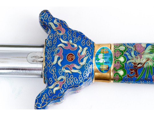 Chinese Cloisonne Retractable Taijijian