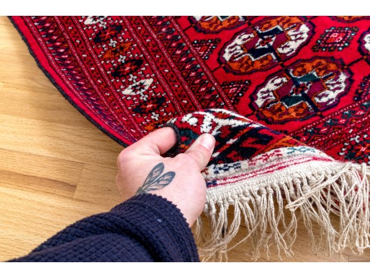 Hand-knotted Wool Bokhara Accent Carpet, 4’-2 1/2” X 2’-9 1/4”