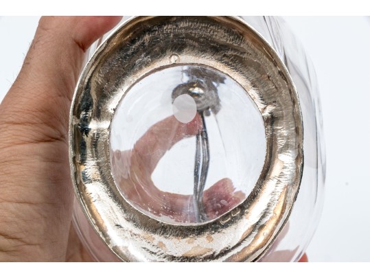 Sterling Mounted Crystal Duck Form Decanter