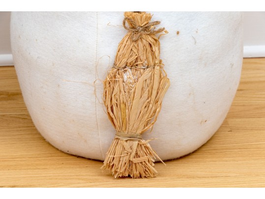 Festive Snowman And Wooden Figure Of Santa