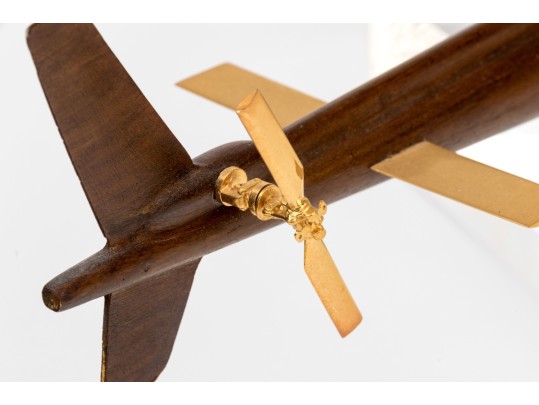 High Quality Wood And Metal Model Of A Helicopter On Lucite Base