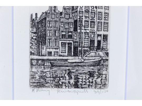 Huub Provily (Dutch, B. 1955) Signed Ltd. Ed. Etching Of Amsterdam, 1975