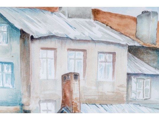 Signed Buckley Watercolor On Paper, Urban Scene