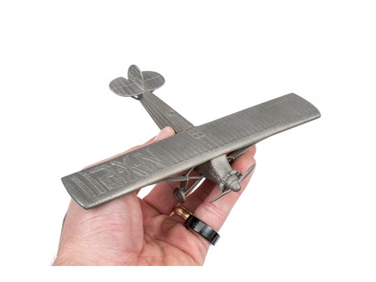 Three Model Airplanes, Two In Wood And Lucite Display Cases