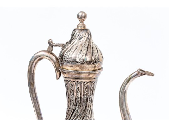 Turkish .900 Silver Ewer, Basin, And Burner, 78.835 Gross Ozt.